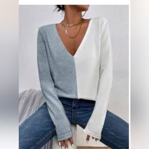 SHEIN V Neck Two Toned Top Size M